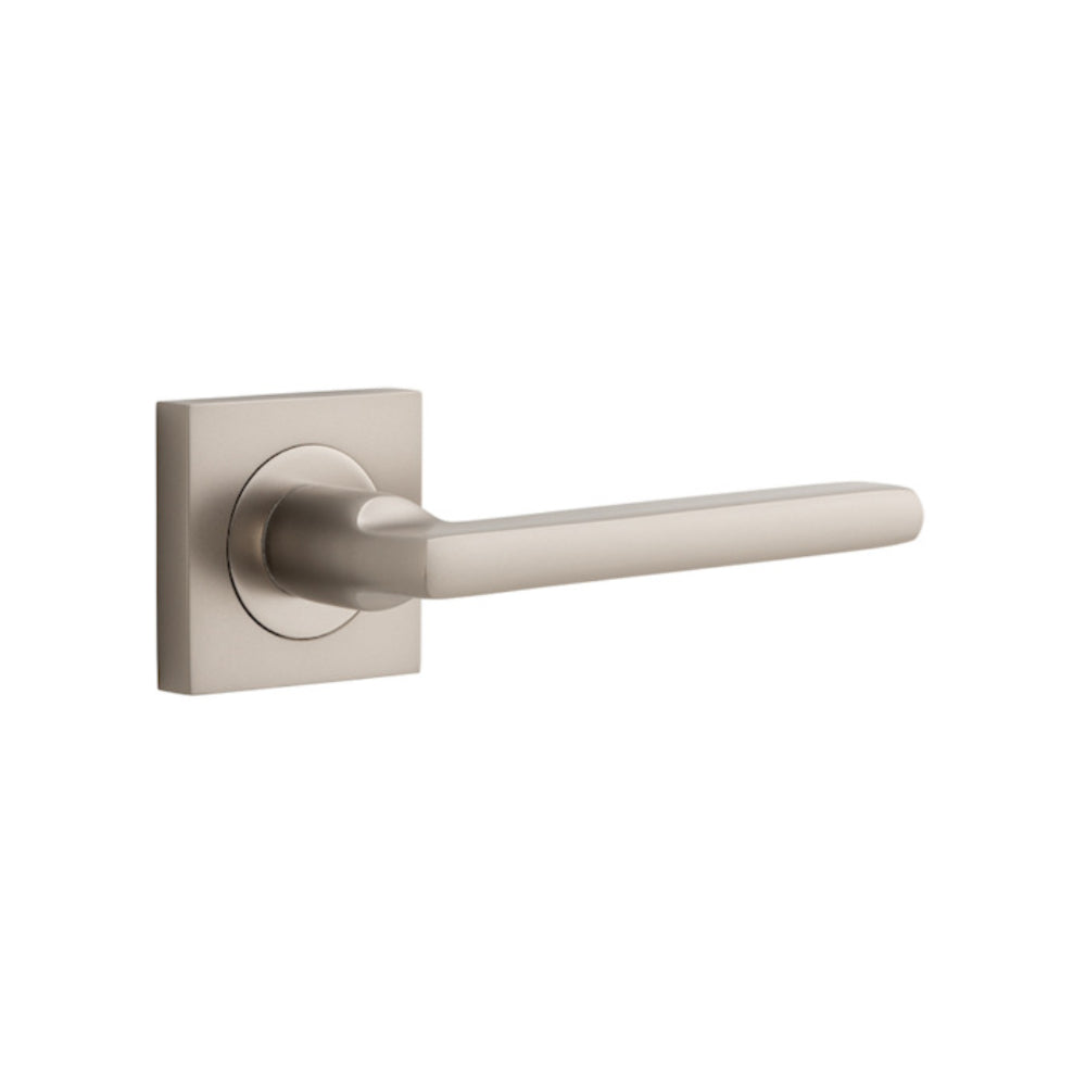 Door Lever Baltimore Square Rose Pair Satin Nickel H52xW52xP55mm
(Latch/Lock Sold Separately) in Satin Nickel