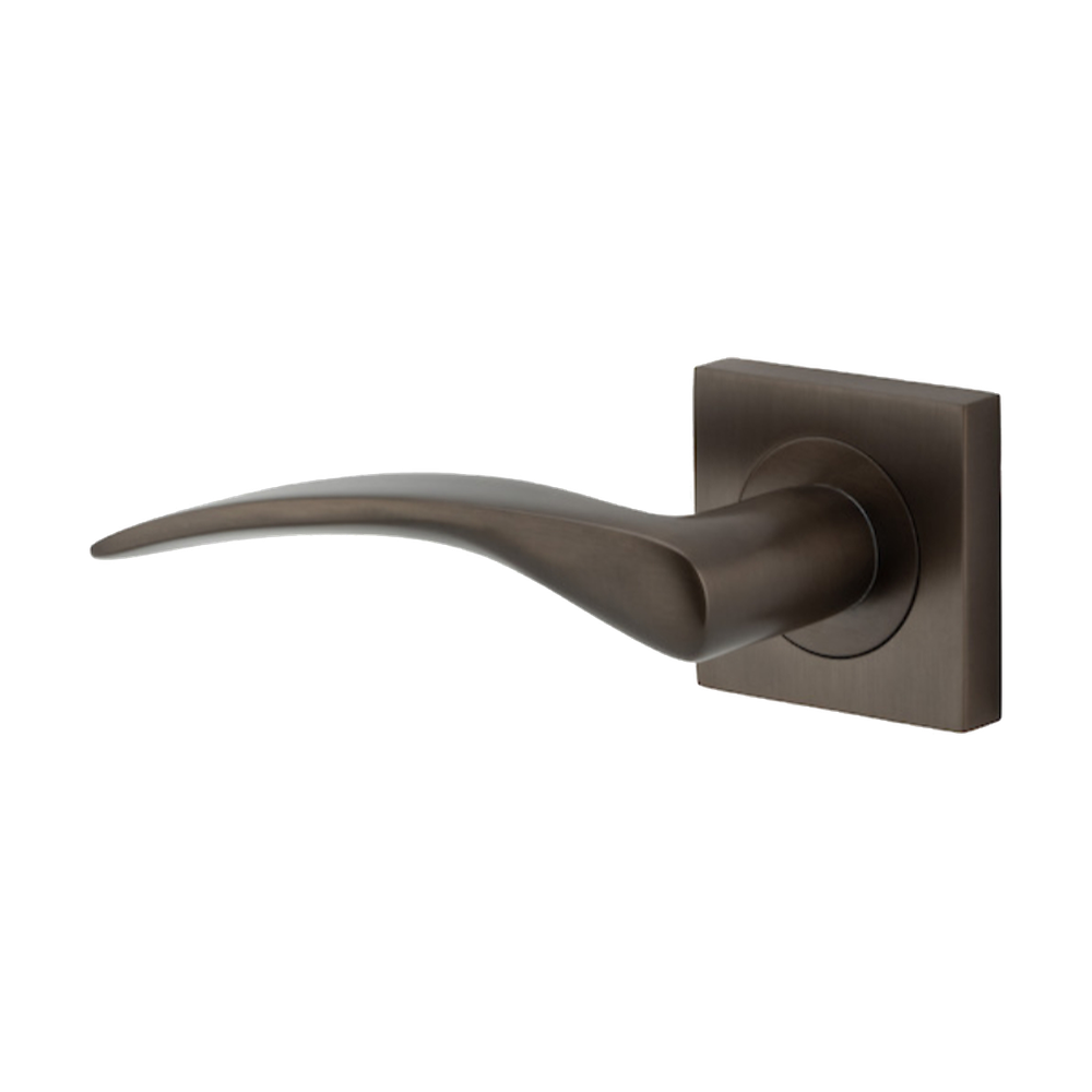 Door Lever Oxford Rose Square Concealed Fix Left Hand Fixed Signature Brass L125xP63mm BPH52xW52mm in Signature Brass