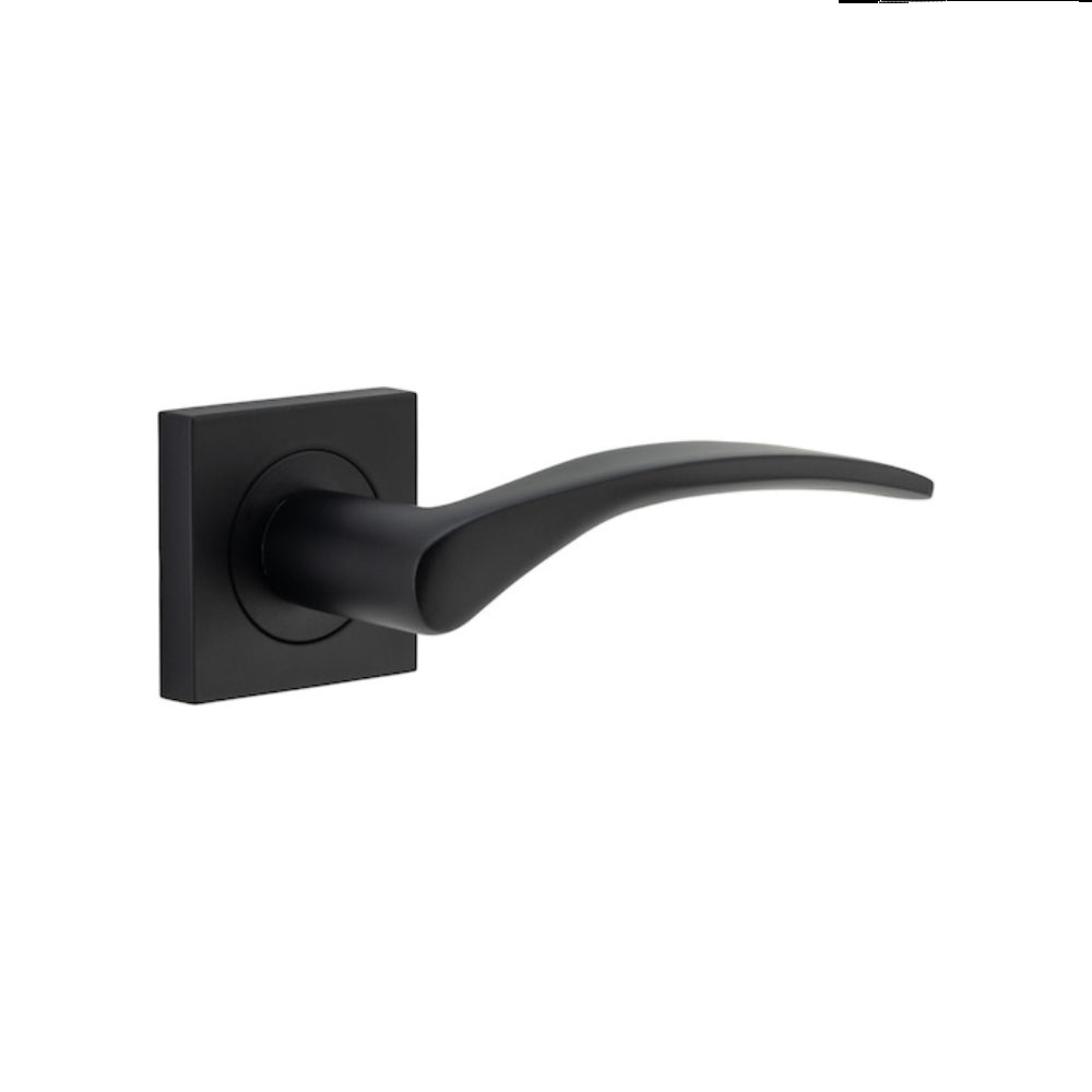 Door Lever Oxford Square Rose Pair Matt Black H52xW52xP60mm
(Latch/Lock Sold Separately) in Matt Black