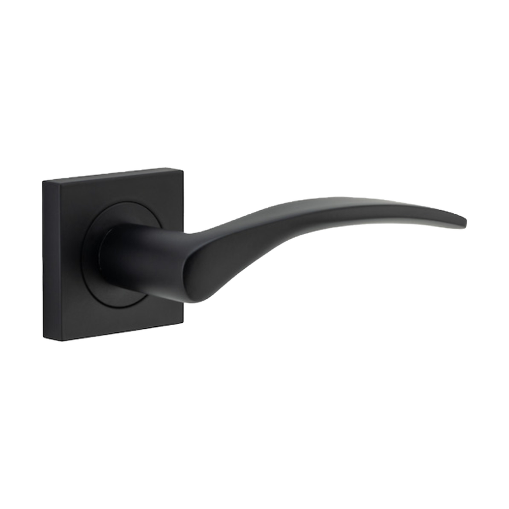 Door Lever Oxford Square Rose Pair Matt Black H52xW52xP60mm
(Latch/Lock Sold Separately) in Matt Black