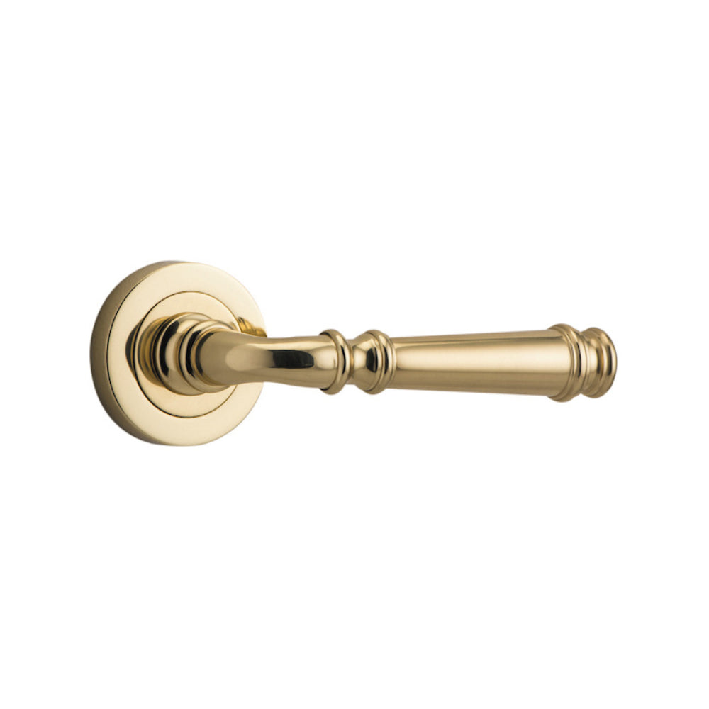 Door Lever Verona Round Rose Pair Polished Brass D52xP59mm
(Latch/Lock Sold Separately) in Polished Brass