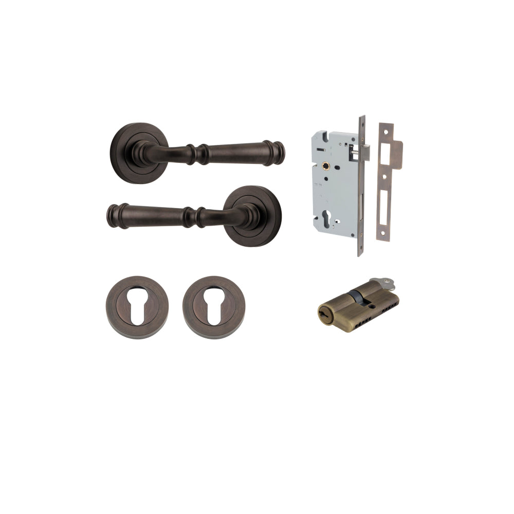 Door Lever Verona Round Rose Pair Signature Brass D52xP59mm Entrance Kit, Mortice Lock Euro Signature Brass CTC85mm Backset 60mm, Euro Cylinder Dual Function 5 Pin Signature Brass L65mm KA1, Escutcheon Euro Concealed Fix Round Pair Signature Brass … in Signature Brass