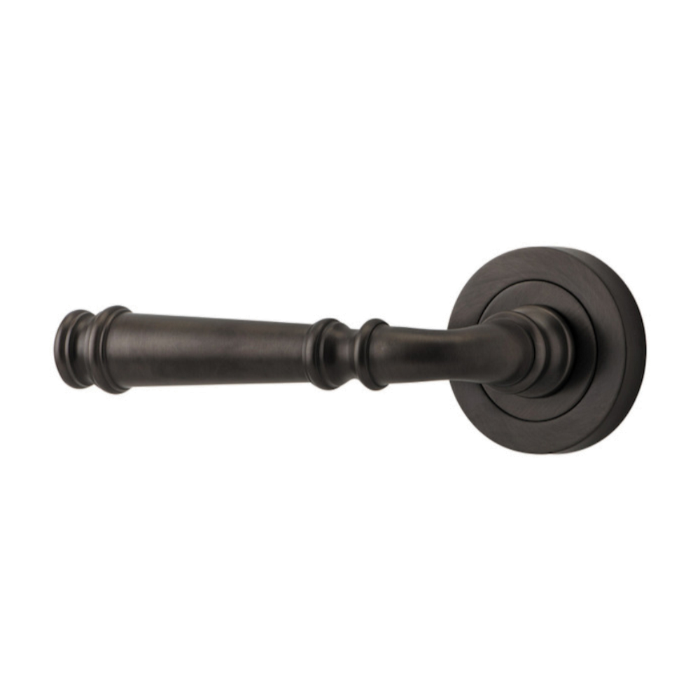 Door Lever Verona Round Rose Single Signature Brass D52xP59mm - Left Hand Fixed in Signature Brass
