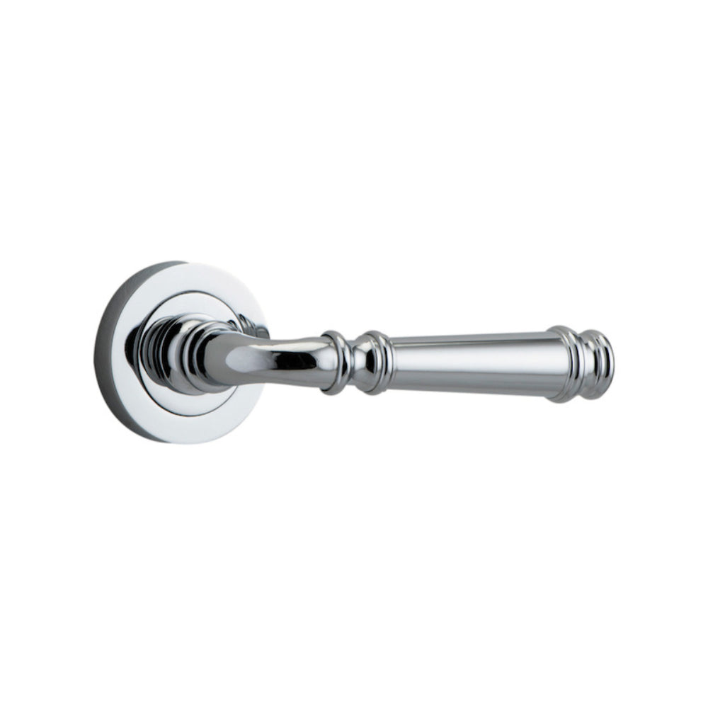 Door Lever Verona Round Rose Pair Polished Chrome D52xP59mm
(Latch/Lock Sold Separately) in Polished Chrome