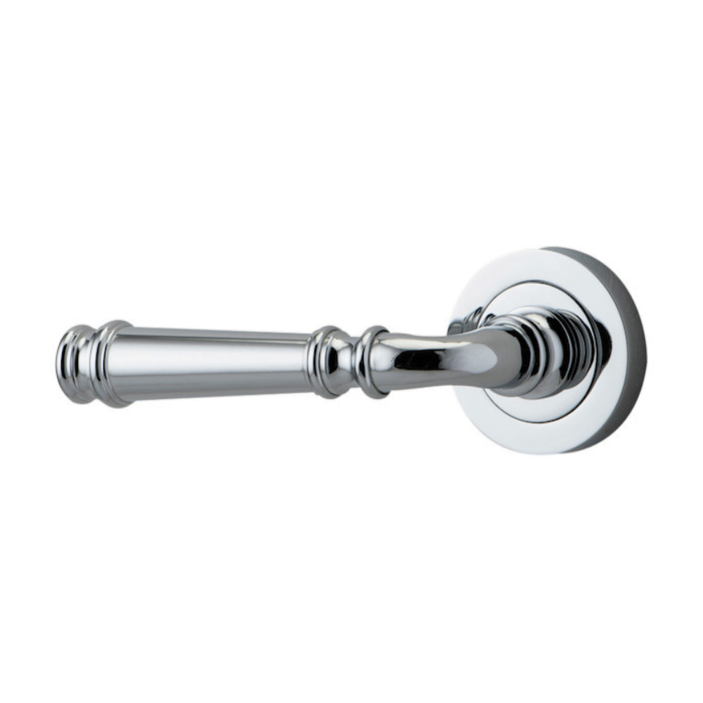 Door Lever Verona Rose Round Concealed Fix Left Hand Fixed Polished Chrome L122 xP59mm BPD52mm in Polished Chrome