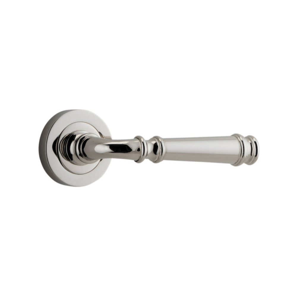 Door Lever Verona Round Rose Pair Polished Nickel D52xP59mm
(Latch/Lock Sold Separately) in Polished Nickel