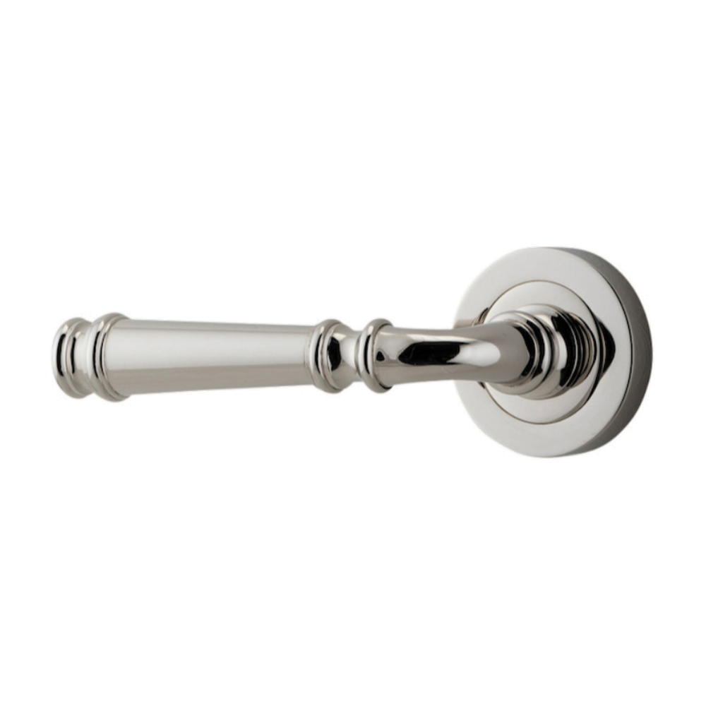 Door Lever Verona Rose Round Concealed Fix Left Hand Fixed Polished Nickel L122 xP59mm BPD52mm in Polished Nickel