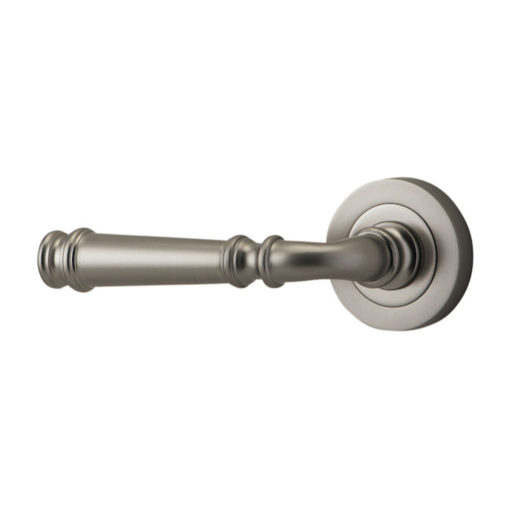 Door Lever Verona Rose Round Concealed Fix Left Hand Fixed Satin Nickel L122 xP59mm BPD52mm in Satin Nickel