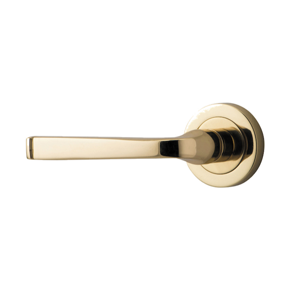 Door Lever Annecy Rose Round Concealed Fix Left Hand Fixed Polished Brass L117xP66mm BPD52mm in Polished Brass