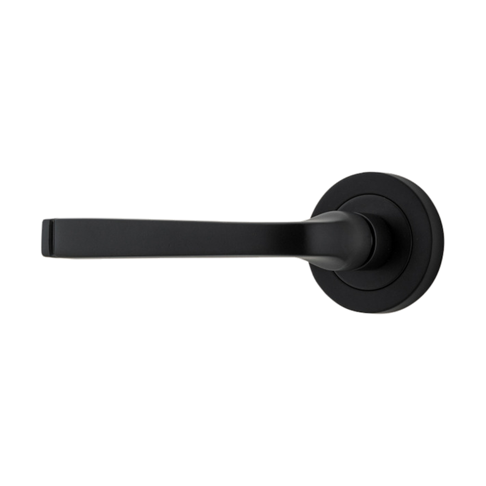 Door Lever Annecy Rose Round Concealed Fix Left Hand Fixed Matt Black L117xP66mm BPD52mm in Matt Black