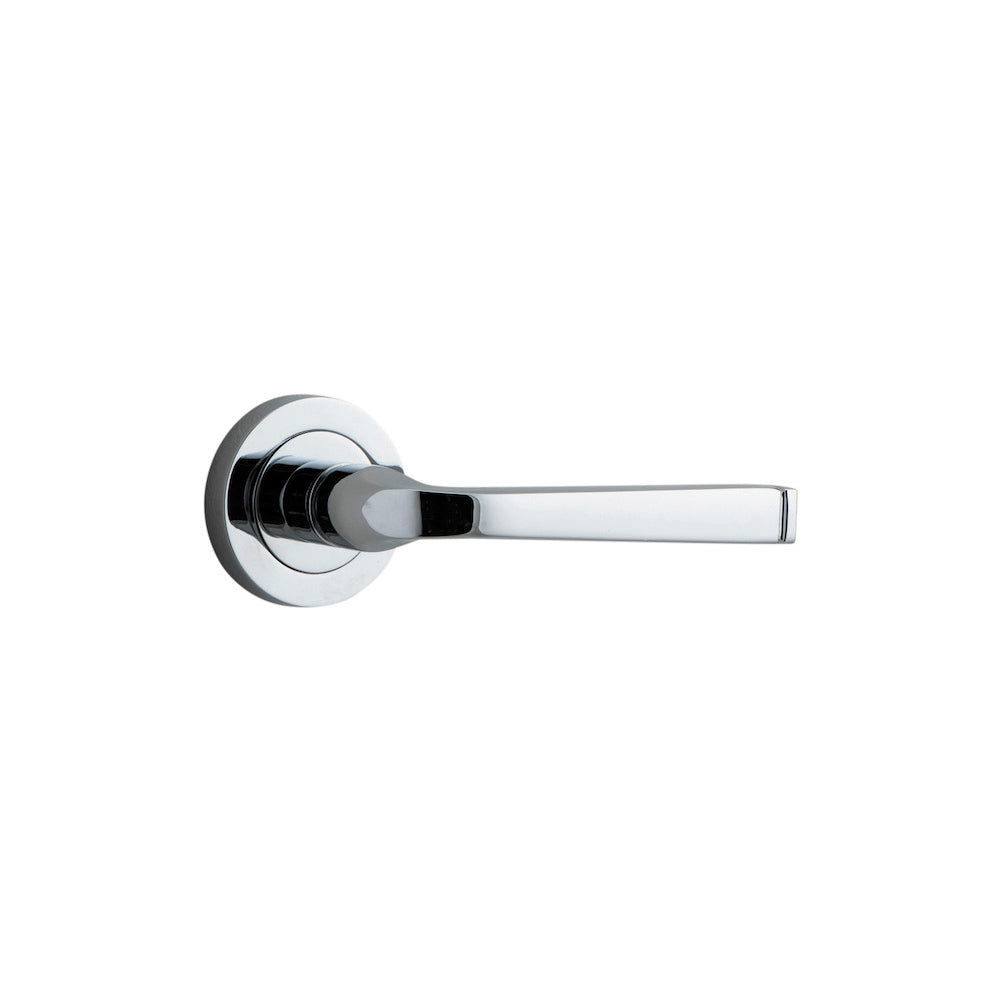 Door Lever Annecy Round Rose Pair Polished Chrome D52xP65mm
(Latch/Lock Sold Separately) in Polished Chrome