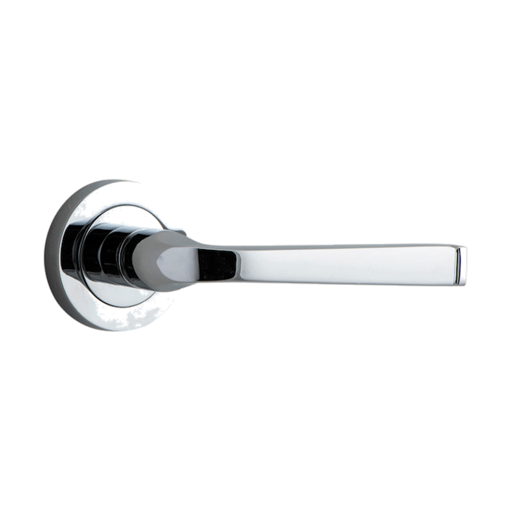 Door Lever Annecy Round Rose Pair Polished Chrome D52xP65mm
(Latch/Lock Sold Separately) in Polished Chrome