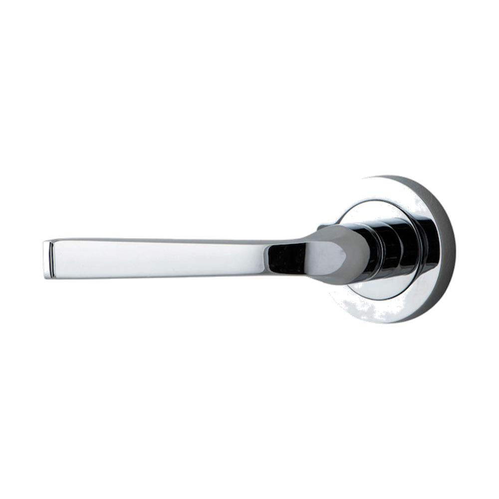 Door Lever Annecy Rose Round Concealed Fix Left Hand Fixed Polished Chrome L117xP66mm BPD52mm in Polished Chrome