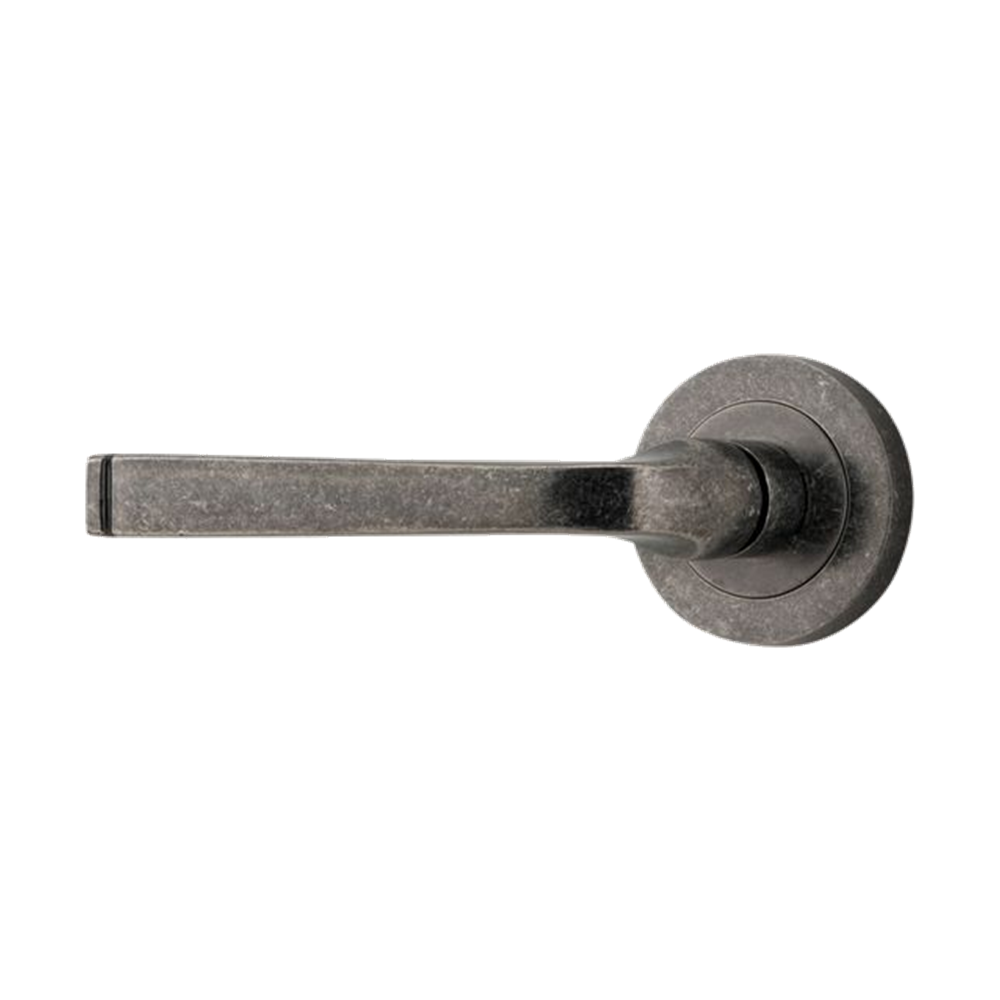 Door Lever Annecy Rose Round Concealed Fix Left Hand Fixed Distressed Nickel L117xP66mm BPD52mm in Distressed Nickel