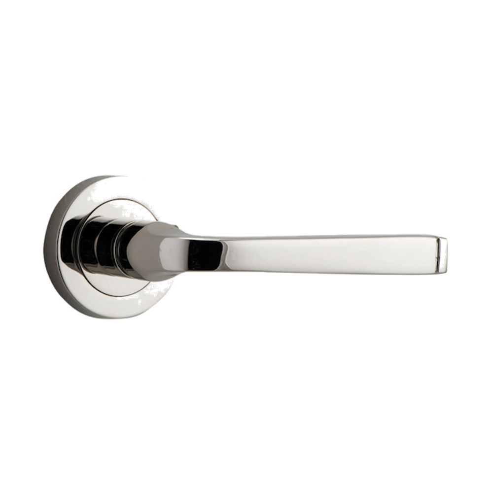 Door Lever Annecy Round Rose Pair Polished Nickel D52xP65mm
(Latch/Lock Sold Separately) in Polished Nickel