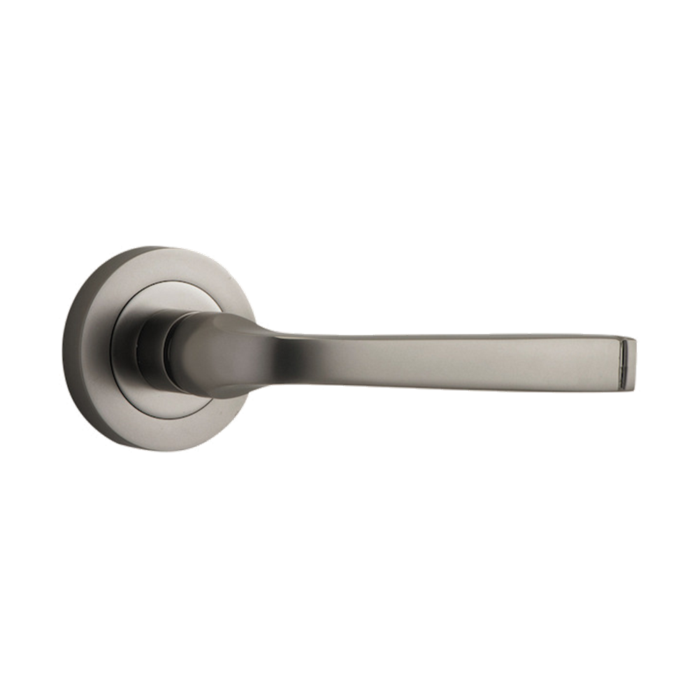 Door Lever Annecy Round Rose Pair Satin Nickel D52xP65mm
(Latch/Lock Sold Separately) in Satin Nickel