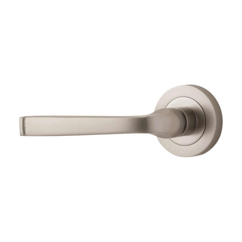 Door Lever Annecy Rose Round Concealed Fix Left Hand Fixed Satin Nickel L117xP66mm BPD52mm in Satin Nickel