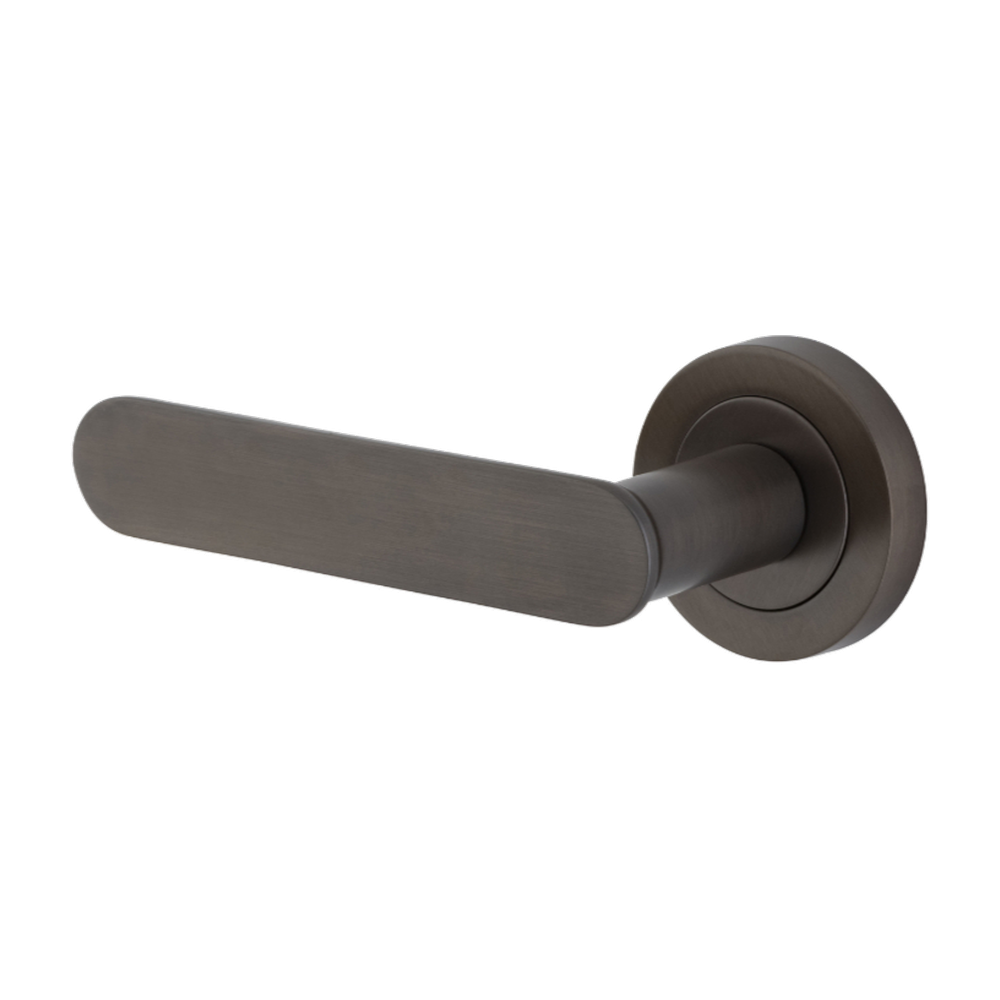 Door Lever Bronte Rose Round Concealed Fix Left Hand Fixed Signature Brass L117xP56mm BPD52mm in Signature Brass