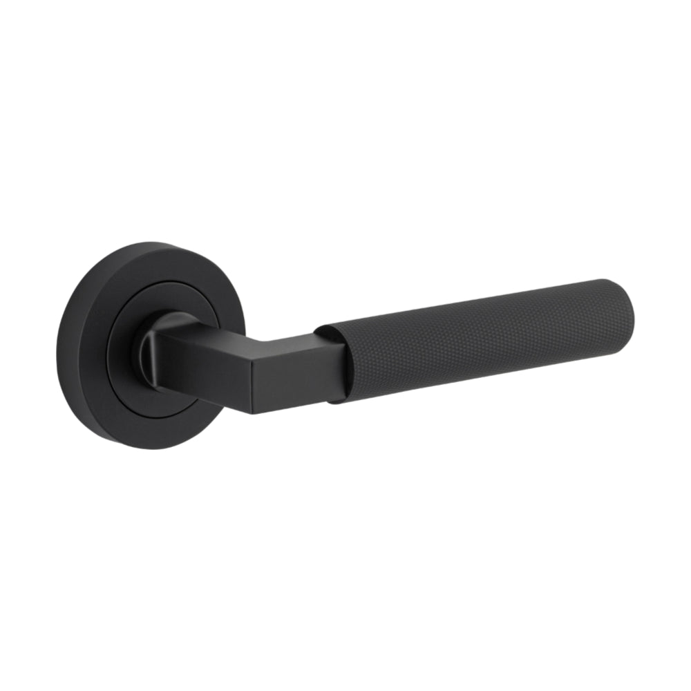 Door Lever Brunswick Round Rose Pair Matt Black D52xP65mm
(Latch/Lock Sold Separately) in Matt Black