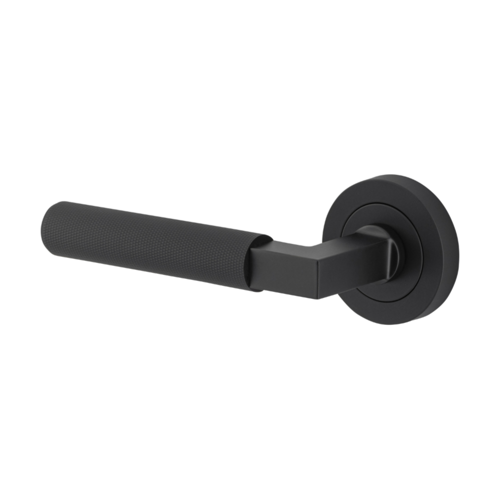 Door Lever Brunswick Round Rose Pair Matt Black D52xP65mm
Left Hand Fixed in Matt Black