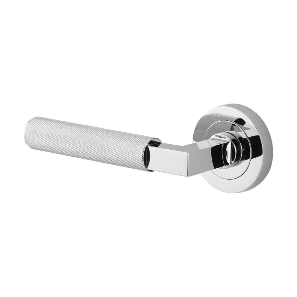 Door Lever Brunswick Rose Round Concealed Fix Left Hand Fixed Polished Chrome L120xP60mm BPD52mm in Polished Chrome
