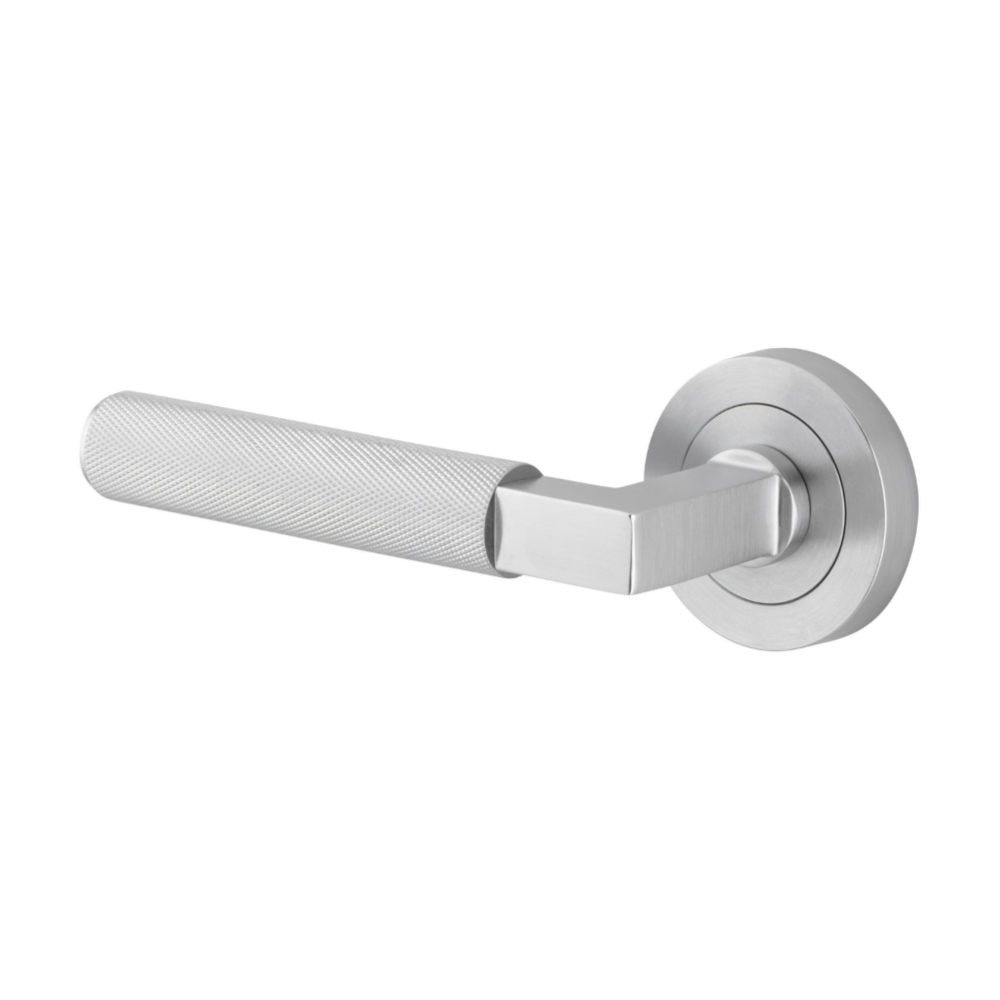 Door Lever Brunswick Rose Round Concealed Fix Left Hand Fixed Brushed Chrome L120xP60mm BPD52mm in Brushed Chrome