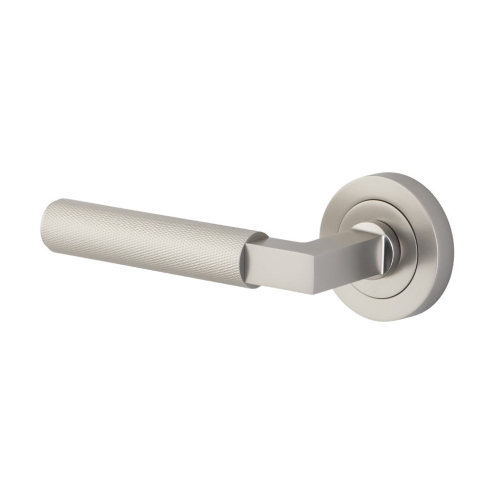 Door Lever Brunswick Rose Round Concealed Fix Left Hand Fixed Satin Nickel L120xP60mm BPD52mm in Satin Nickel