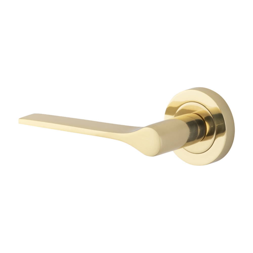 Door Lever Como Rose Round Concealed Fix Left Hand Fixed Polished Brass L119xP62mm BPD52mm in Polished Brass