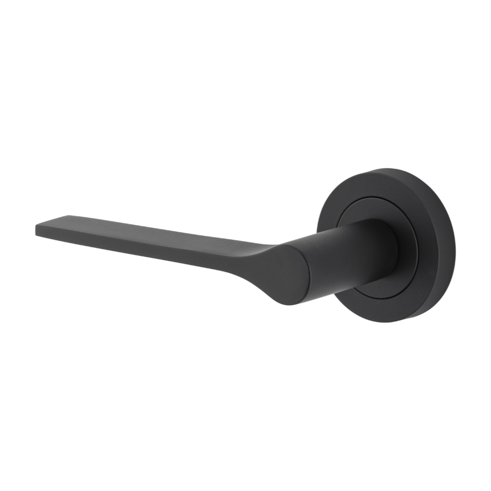 Door Lever Como Rose Round Concealed Fix Left Hand Fixed Matt Black L119xP62mm BPD52mm in Matt Black
