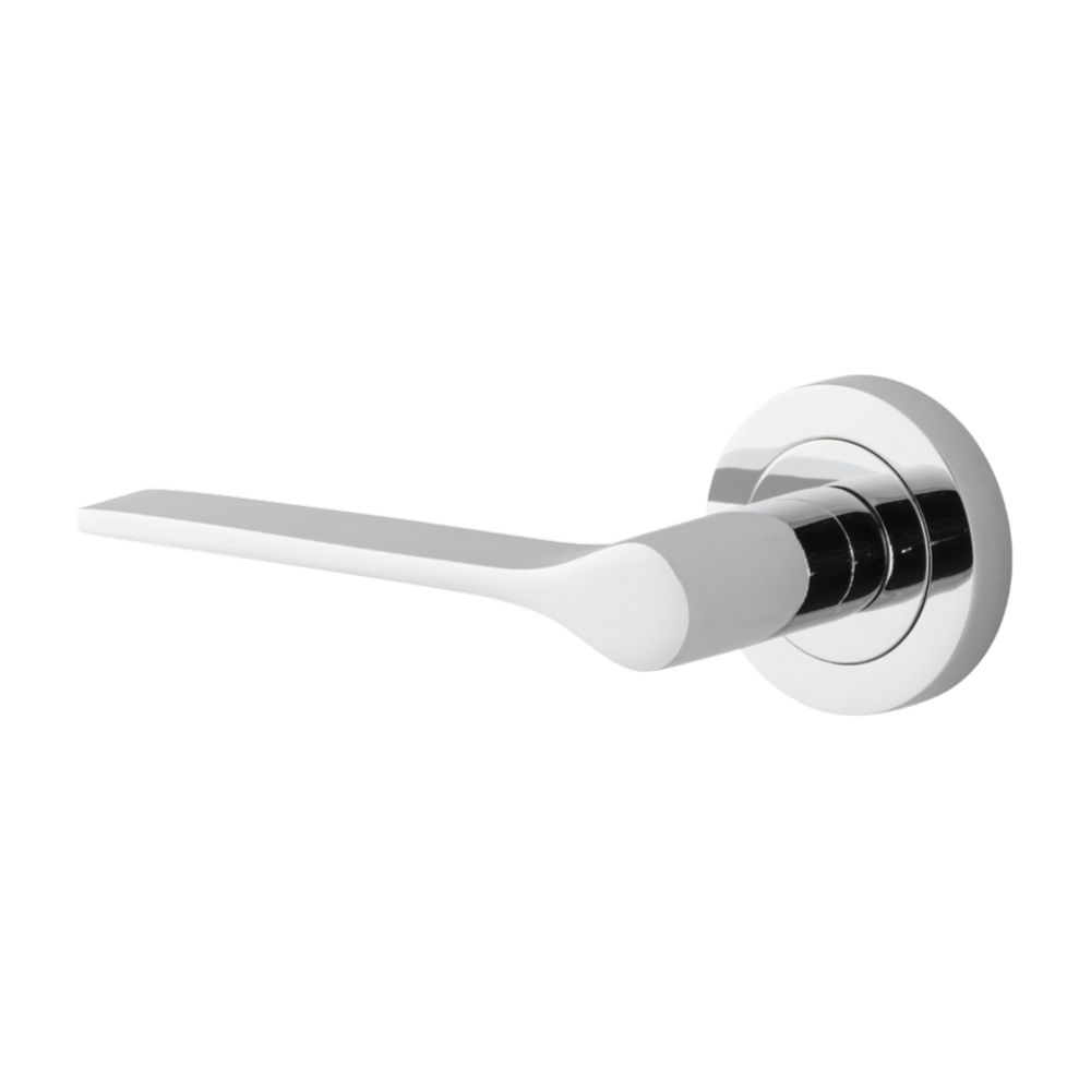 Door Lever Como Rose Round Concealed Fix Left Hand Fixed Polished Chrome L119xP62mm BPD52mm in Polished Chrome