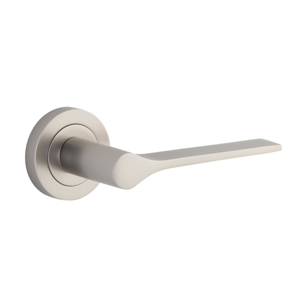 Door Lever Como Lever Round Rose Pair Satin Nickel L135mmxP62 BPD52mm
(Latch/Lock Sold Separately) in Satin Nickel