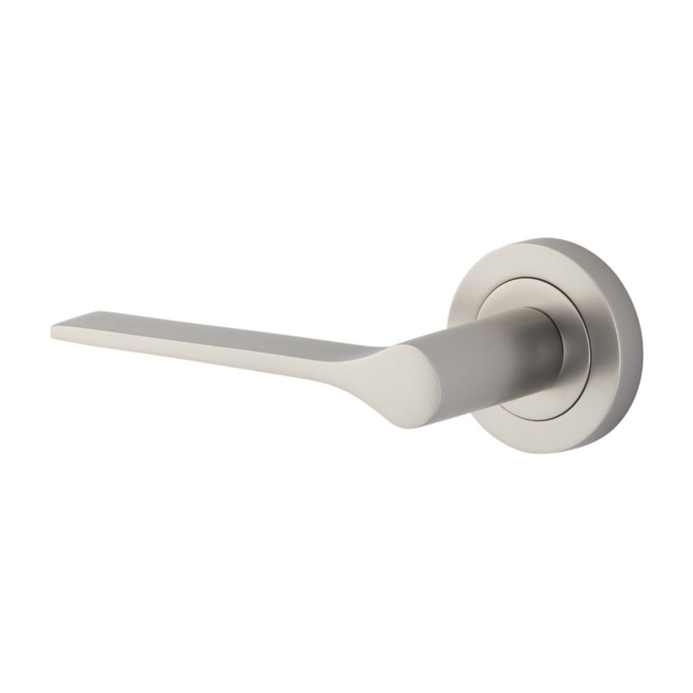 Door Lever Como Rose Round Concealed Fix Left Hand Fixed Satin Nickel L119xP62mm BPD52mm in Satin Nickel