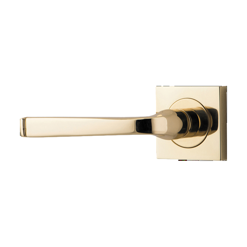Door Lever Annecy Rose Square Concealed Fix Left Hand Fixed Polished Brass L117xP66mm BPH52xW52mm in Polished Brass