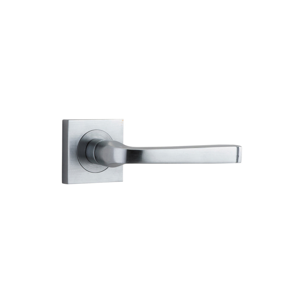 Door Lever Annecy Square Rose Pair Brushed Chrome H52xW52xP65mm
(Latch/Lock Sold Separately) in Brushed Chrome