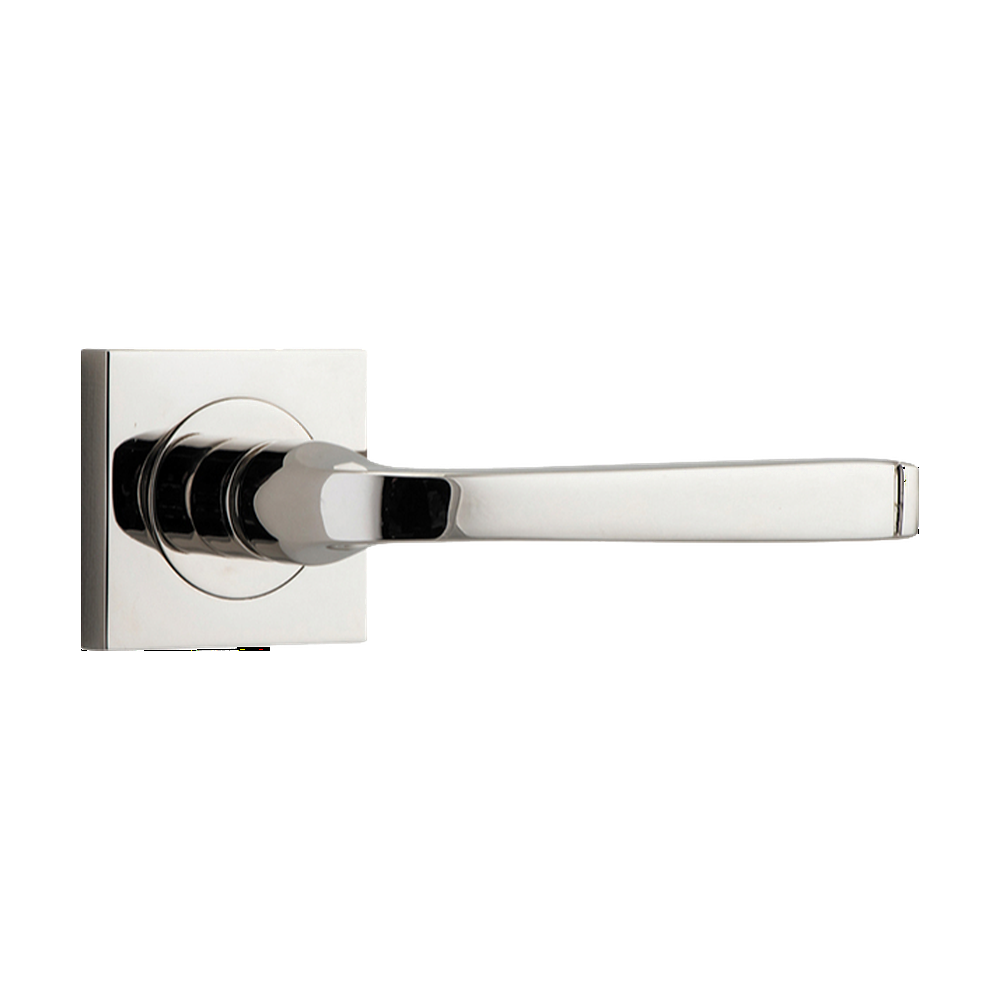 Door Lever Annecy Square Rose Pair Polished Nickel H52xW52xP65mm
(Latch/Lock Sold Separately) in Polished Nickel