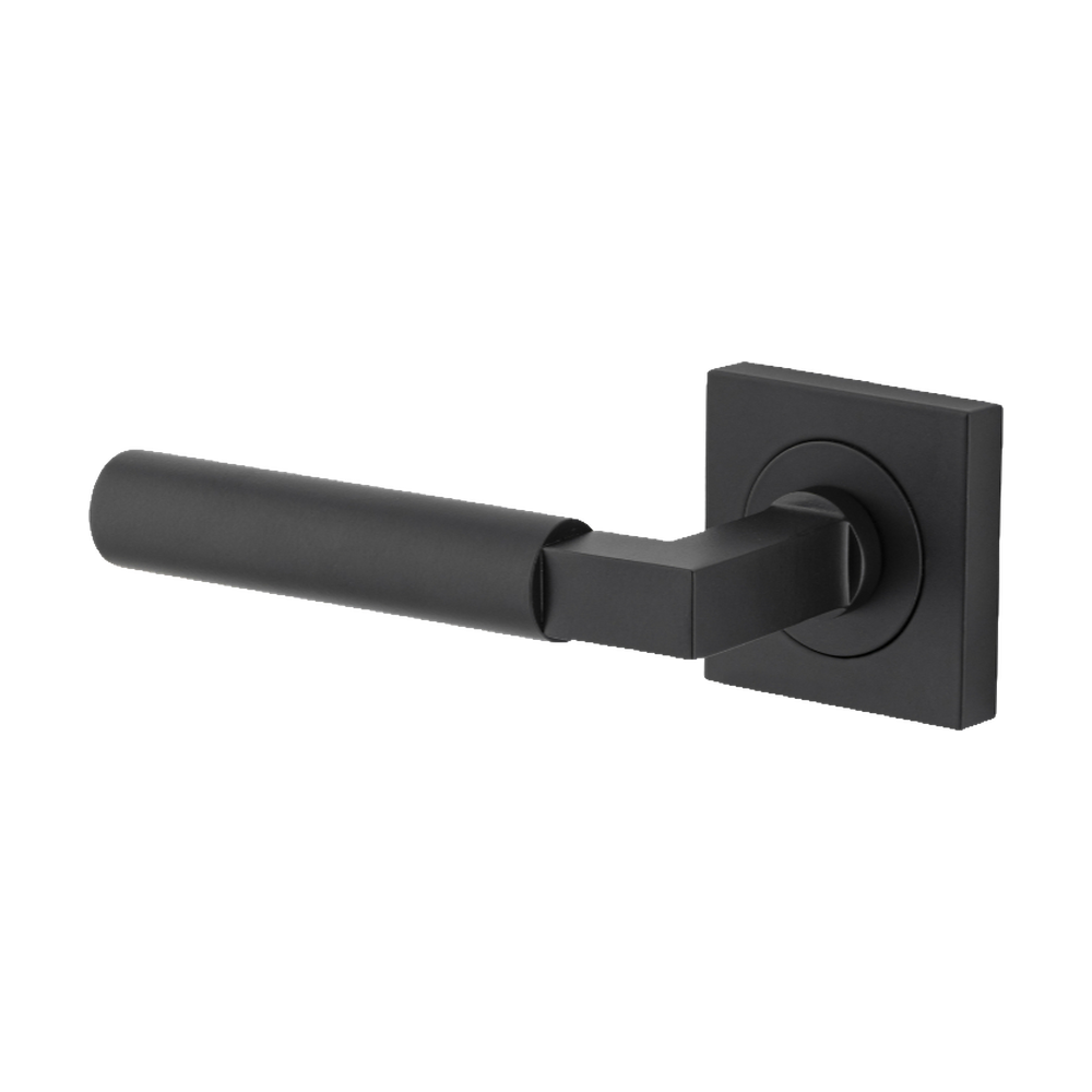 Door Lever Berlin Rose Square Concealed Fix Left Hand Fixed Matt Black L120xP60mm BPH52xW52mm in Matt Black
