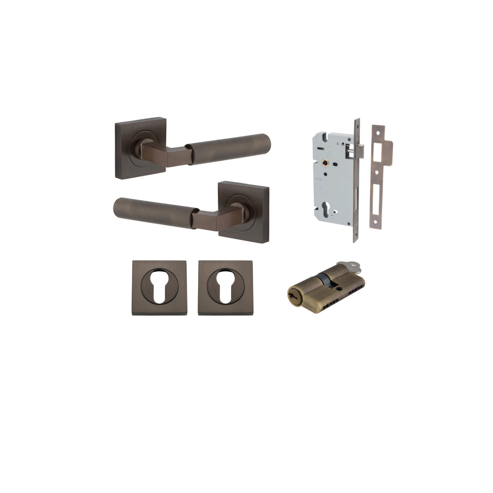 Door Lever Brunswick Rose Square Pair Signature Brass L120xP60mm BPH52xW52mm Mortice Lock Euro Signature Brass CTC85mm Backset 60mm Euro Cylinder Dual Function 5 Pin Signature Brass 65mm KA4 Escutcheon Euro Concealed Fix Square Pair H52xW52xP10mm in Signature Brass
