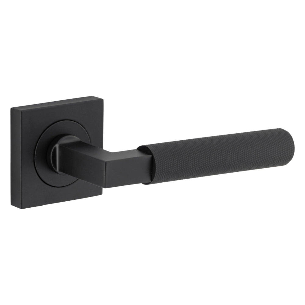 Door Lever Brunswick Sqaure Rose Pair Matt Black D52xP65mm
(Latch/Lock Sold Separately) in Matt Black