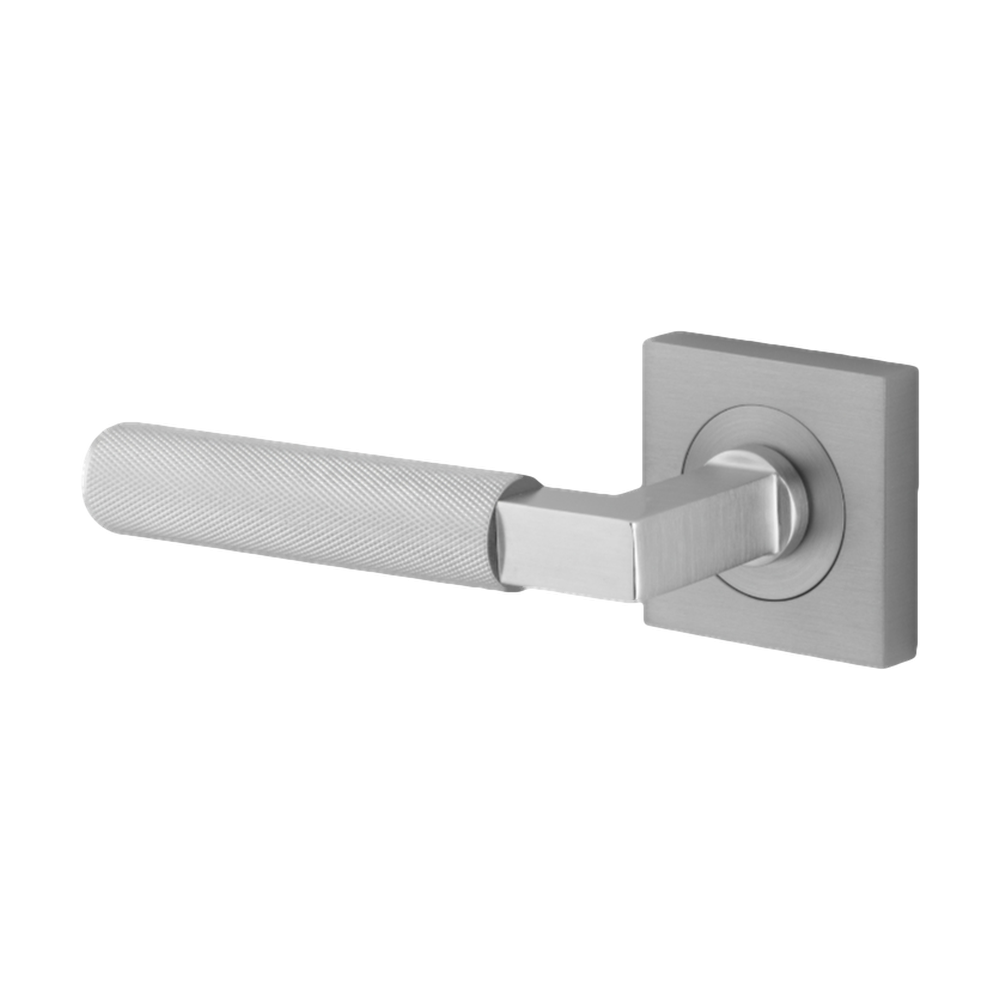 Door Lever Brunswick Rose Square Concealed Fix Left Hand Fixed Brushed Chrome L120xP60mm BPH52xW52mm in Brushed Chrome