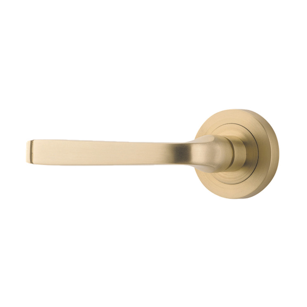 Door Lever Annecy Rose Round Concealed Fix Left Hand Fixed Brushed Brass L117xP66mm BPD52mm in Brushed Brass