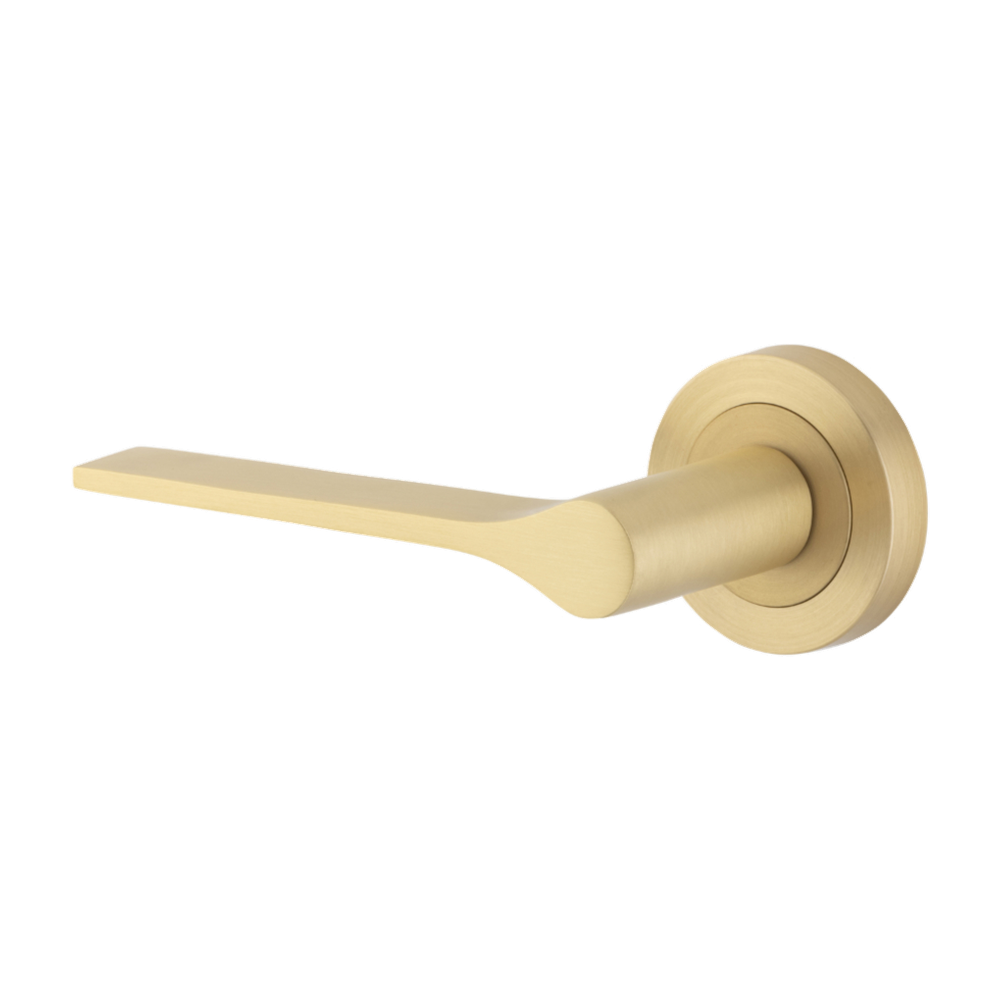 Door Lever Como Rose Round Concealed Fix Left Hand Fixed Brushed Brass L119xP62mm BPD52mm in Brushed Brass