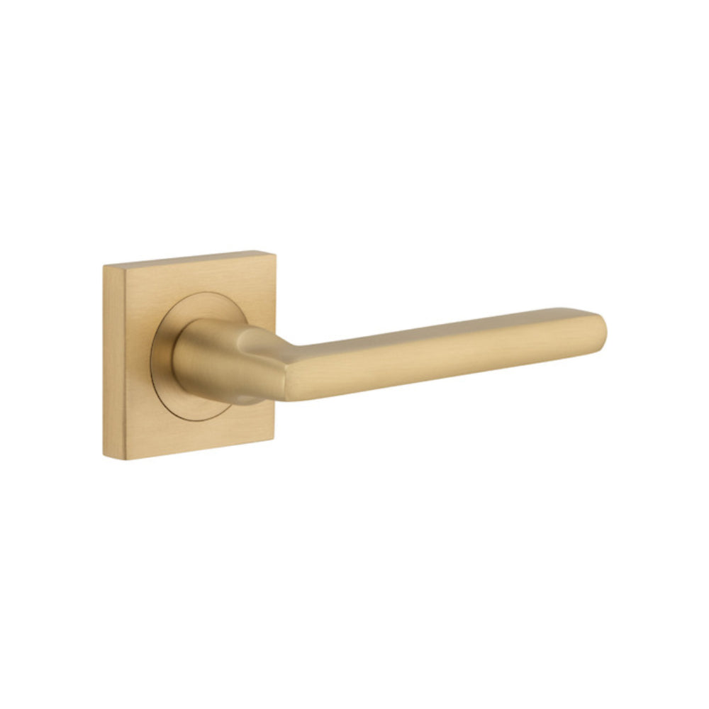 Door Lever Baltimore Square Rose Pair Brushed Brass H52xW52xP55mm
(Latch/Lock Sold Separately) in Brushed Brass