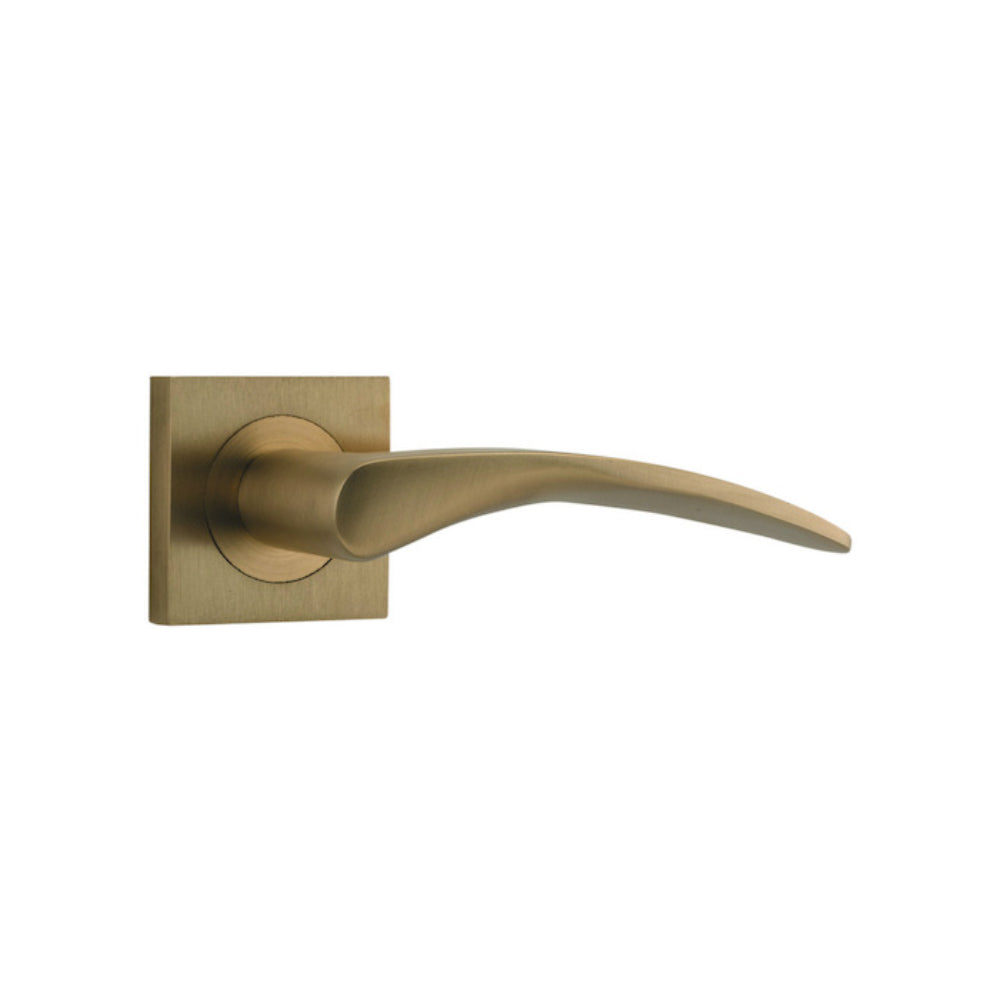Door Lever Oxford Square Rose Pair Brushed Brass H52xW52xP64mm
(Latch/Lock Sold Separately) in Brushed Brass