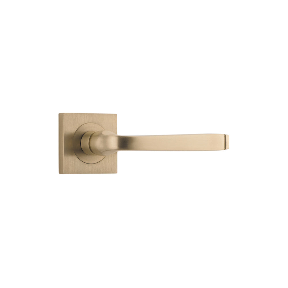 Door Lever Annecy Square Rose Pair Brushed Brass H52xW52xP65mm
(Latch/Lock Sold Separately) in Brushed Brass