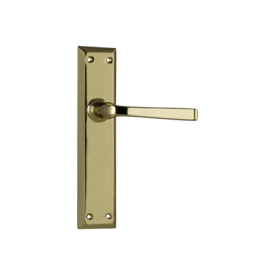 Door Lever Menton Latch Pair Polished Brass H225xW50xP75mm in Polished Brass