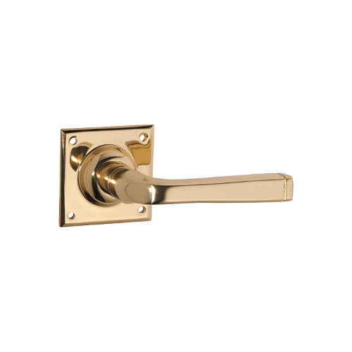 Door Lever Menton Square Rose Pair Polished Brass H60xW60xP70mm
(Latch/Lock Sold Separately) in Polished Brass