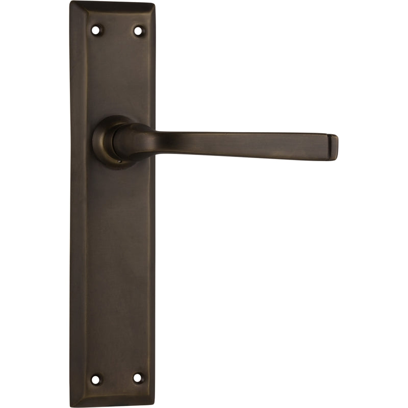 Door Lever Menton Latch Pair Antique Brass H225xW50xP75mm in Antique Brass