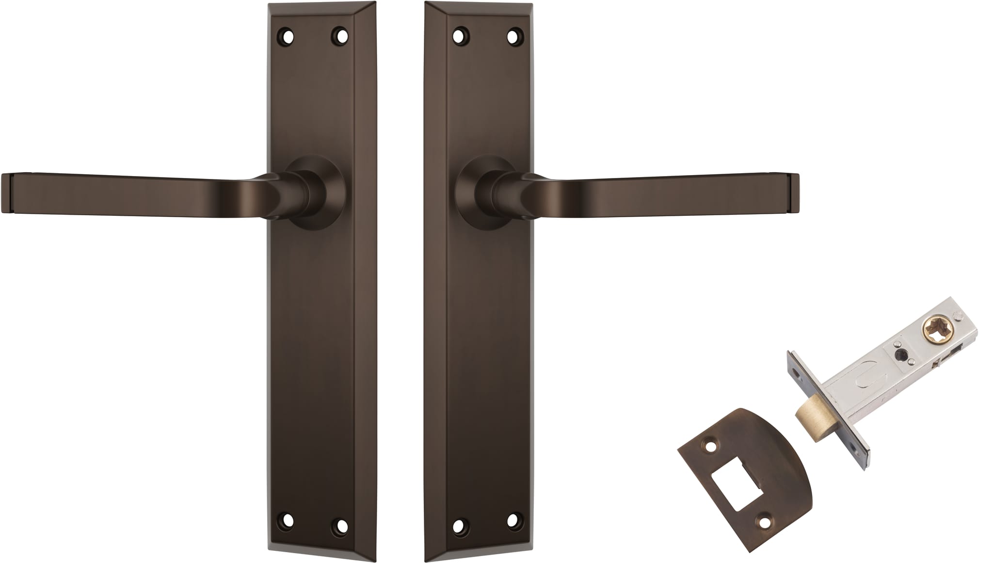 Door Lever Menton Antique Brass Passage Set in Antique Brass