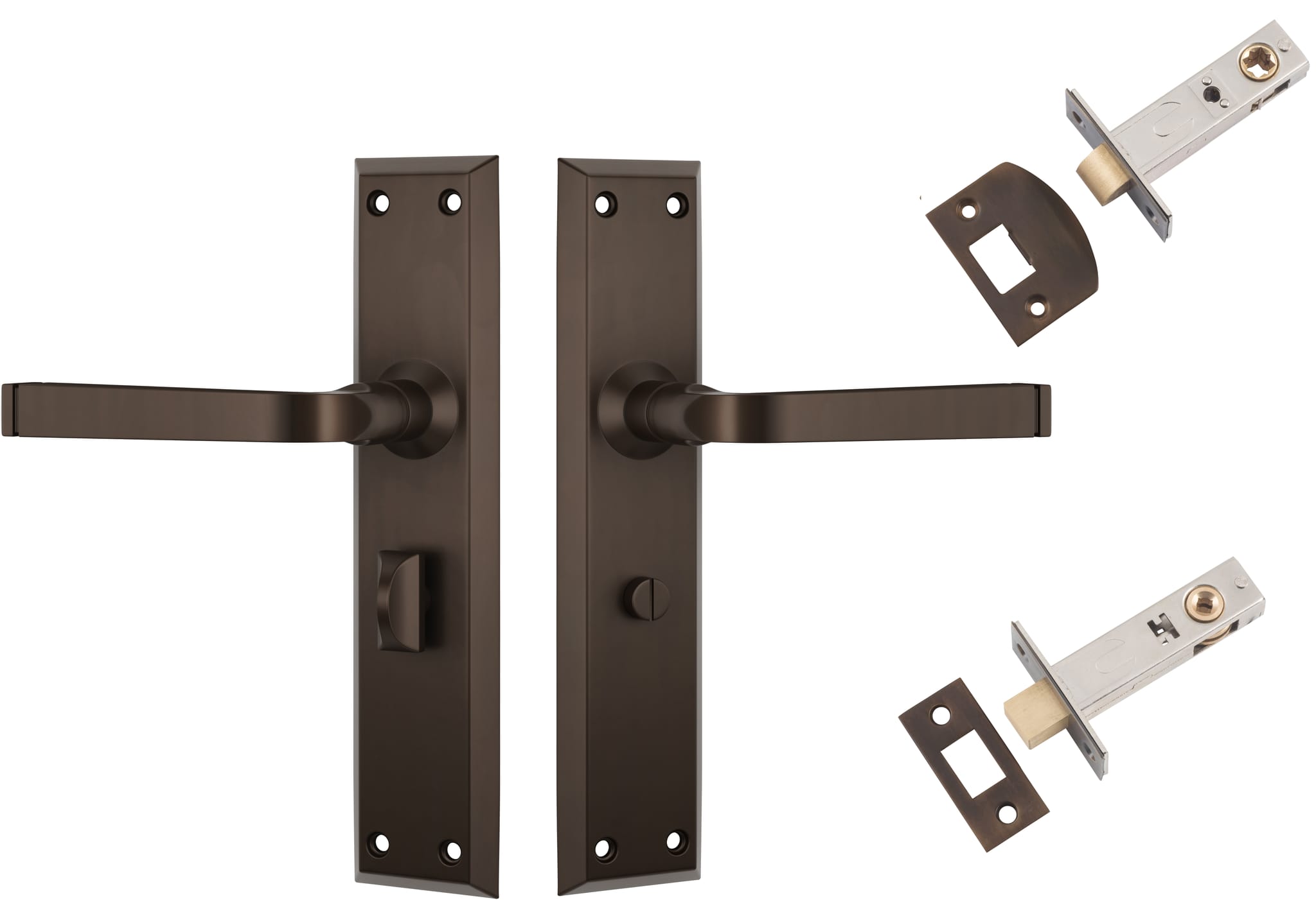 Door Lever Menton Antique Brass Privacy Set in Antique Brass