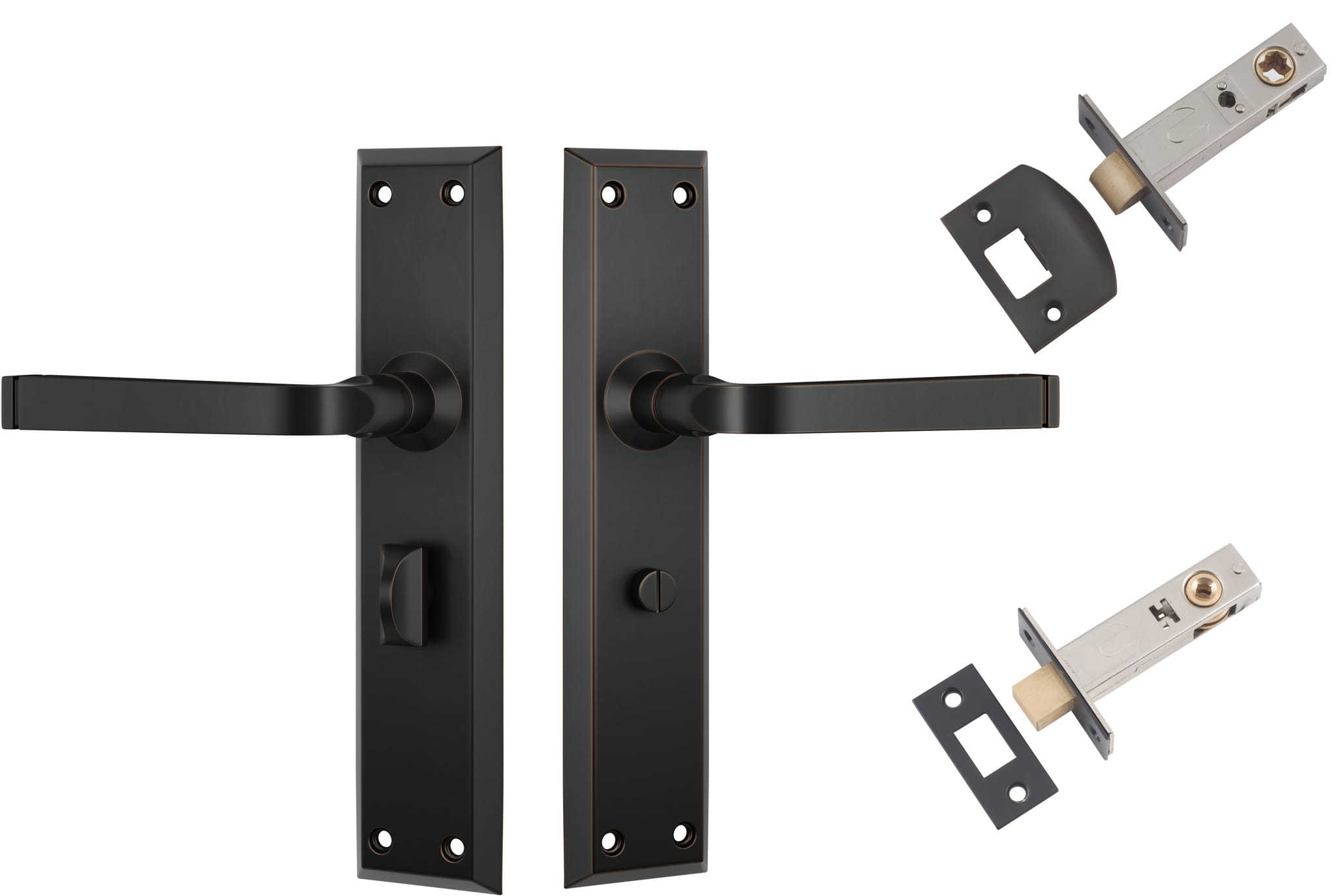 Door Lever Menton Antique Copper Privacy Set in Antique Copper